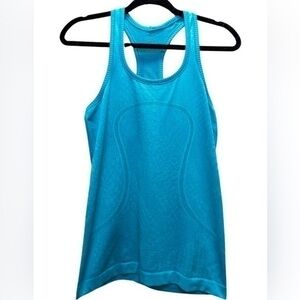 Lululemon Heathered Peacock Aqua Blue Swiftly Tech Racerback Tank Seamless Top 6
